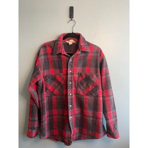 Vintage St John’s Bay Heavy Flannel Shirt Shacket Plaid Button Cotton Size L